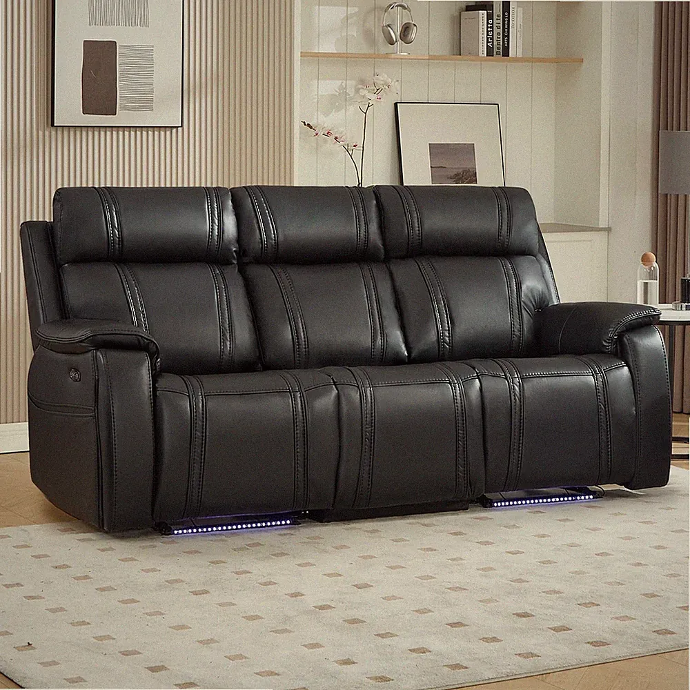 EBELLO Power Recliner Sofa with Flip Middle Backrest, 3 Seater Reclining Couch